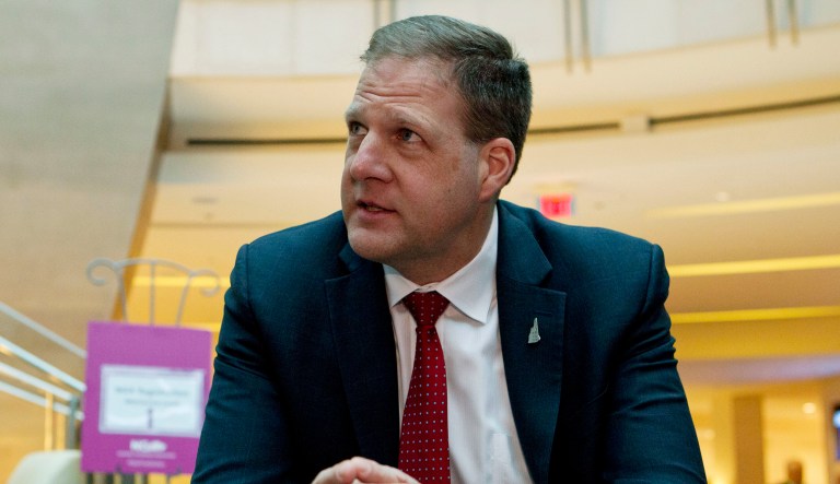 New Hampshire Gov. Chris Sununu speaks during an interview with The Associated Press during the National Governors Association 2019 winter meeting in Washington, Saturday, Feb. 23, 2019.