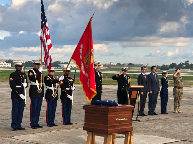 Rep. Devin Nunes attends a ceremony for a World War II service member's remains.