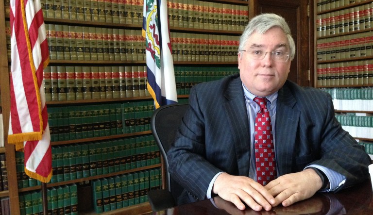 West Virginia Attorney General Patrick Morrisey is shown Thursday, March 3, 2016, outside the state Capitol in Charleston, W.Va. Morrisey's coal-dependent state is helping lead a lawsuit against President Barack Obama's new clean-power rules. In February the U.S. Supreme Court issued a stay of the rules until legal challenges are resolved.