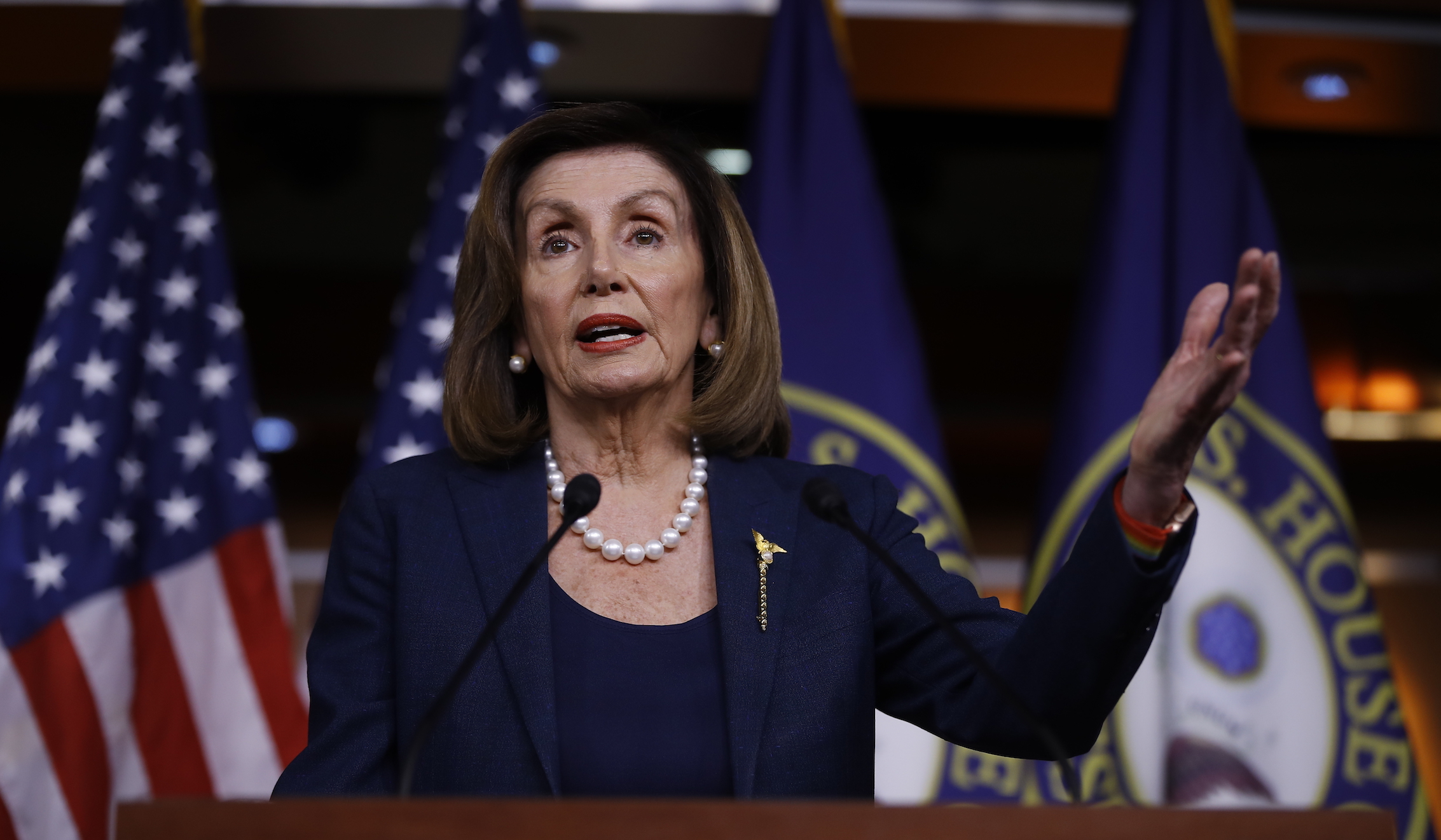 How does Nancy Pelosi get away with blocking desperately needed aid?