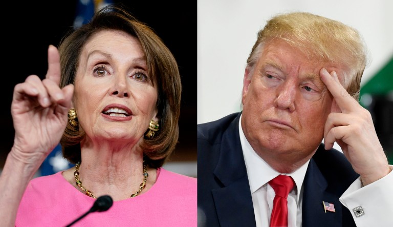 Rep. Nancy Pelosi and President Trump are seen.