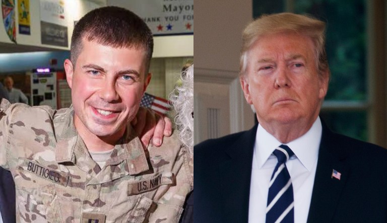 Pete Buttigieg and Donald Trump.
