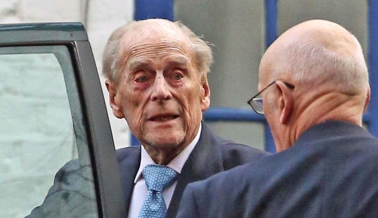 Britain's Prince Philip leaves King Edward VII Hospital in London, Tuesday Dec. 24, 2019.