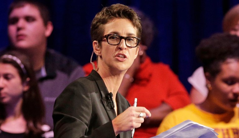 In this Friday, Nov. 6, 2015, file photo, MSNBC's Rachel Maddow speaks during a Democratic presidential candidate forum at Winthrop University in Rock Hill, S.C.