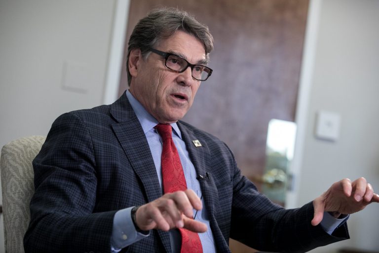 Energy Secretary Rick Perry speaks during an interview.