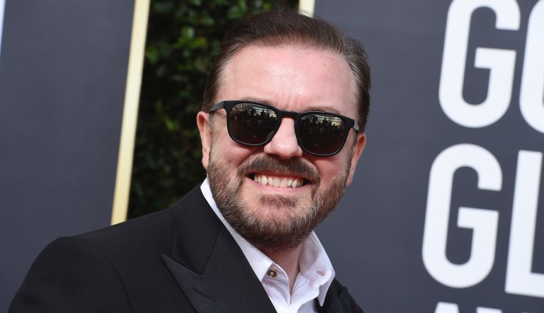 Ricky Gervais arrives at the 77th annual Golden Globe Awards at the Beverly Hilton Hotel on Sunday, Jan. 5, 2020, in Beverly Hills, Calif.