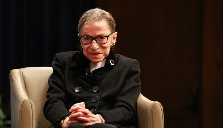 Supreme Court Justice Ruth Bader Ginsberg attends Georgetown Law's second annual Ruth Bader Ginsburg Lecture, Wednesday, Oct. 30, 2019, in Washington.