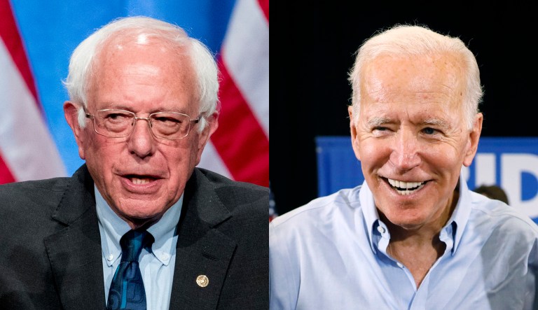 Bernie Sanders and Joe Biden are shown.