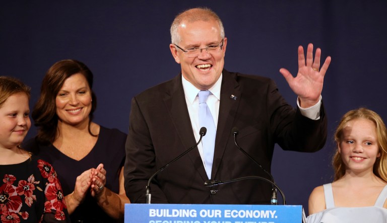Australian Prime Minister Scott Morrison speaks at a press conference at Parliament House in Canberra, Thursday, July 9, 2020. Australia suspended its extradition treaty with Hong Kong and extended visas for Hong Kong residents in response to Chinaâs imposition of a tough national security law on the semi-autonomous territory, the prime minister said.