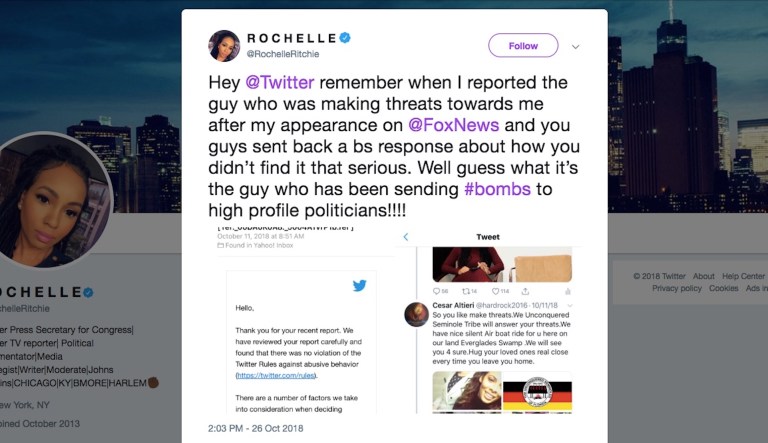 Political commentator says she reported Cesar Sayoc on Twitter