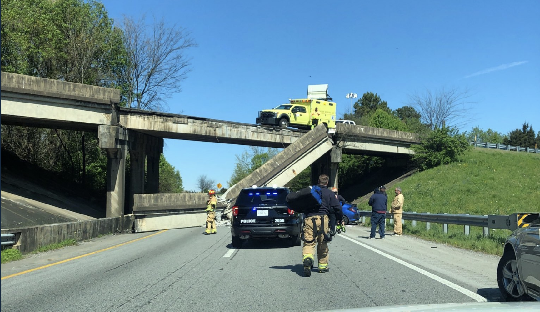 ‘Frightening’ bridge collapse over heavily trafficked intersection in Tennessee