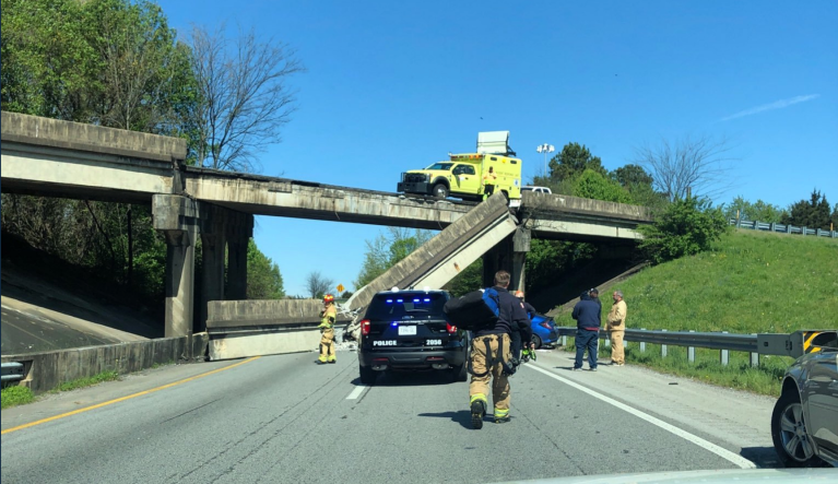 ‘Frightening’ bridge collapse over heavily trafficked intersection in Tennessee
