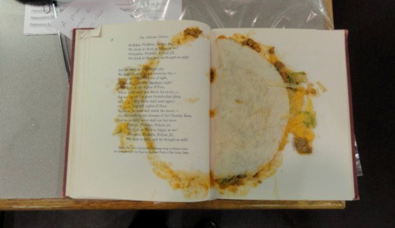 Indiana reader used taco to keep their place in library book
