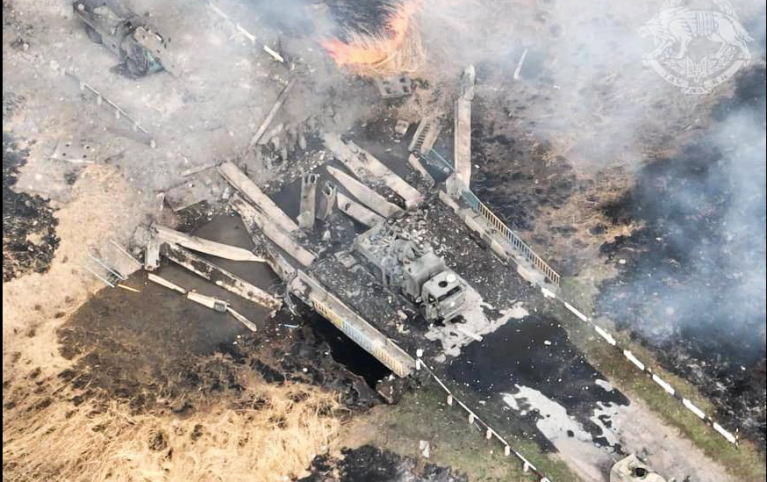 Booby-trapped bridge blows up as Russian convoy drives over it: Ukrainian forces