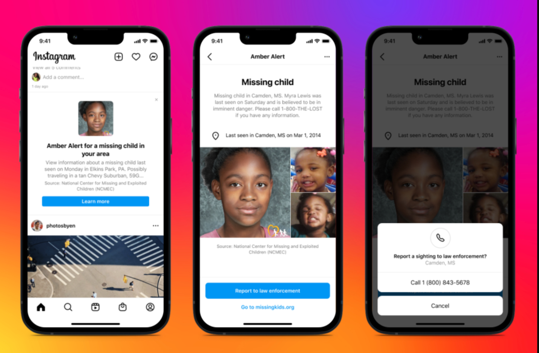 Amber Alerts to appear on Instagram