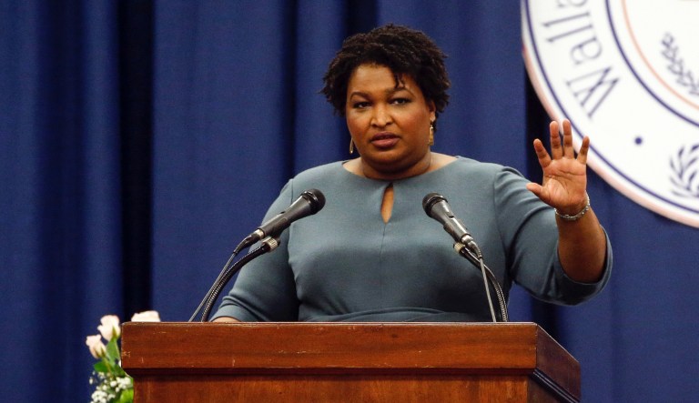 Former Georgia gubernatorial candidate Stacey Abrams speaks during the National Action Network Convention in New York, Wednesday, April 3, 2019. 
