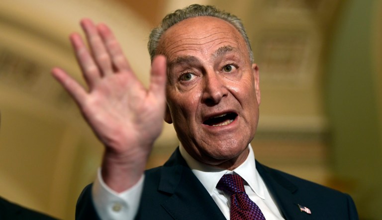 Senate Minority Leader Sen. Chuck Schumer, N.Y., speaks to reporters on Capitol Hill in Washington on July 10, 2018.