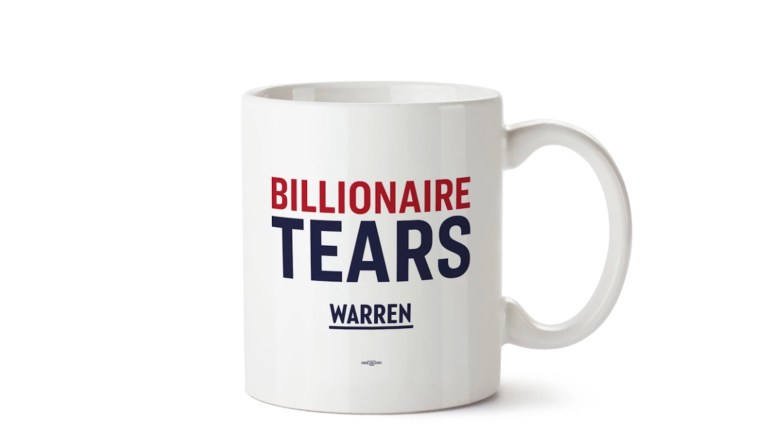 A "Billionaire Tears" mug from Elizabeth Warren's online store. 