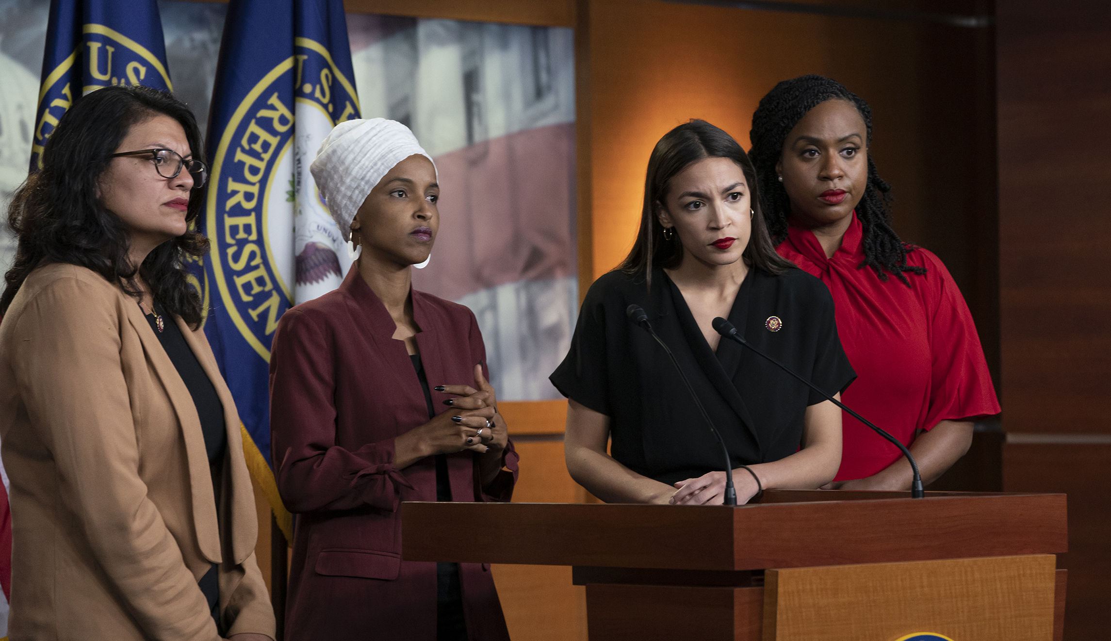 Alexandria Ocasio-Cortez,Ayanna Pressley,Rashida Tlaib,Ilhan Omar 