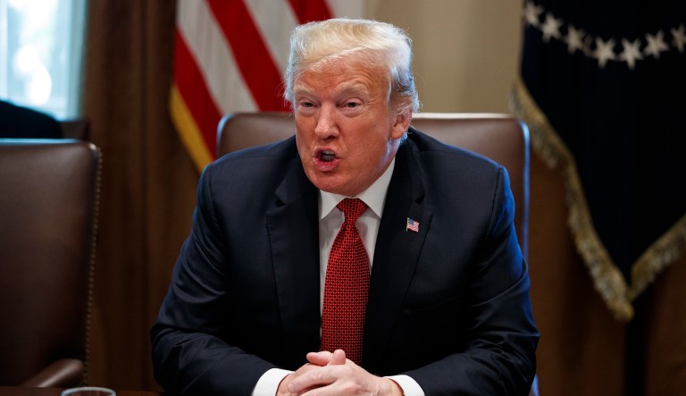 President Donald Trump speaks during a cabinet meeting in the Cabinet Room of the White House, Wednesday, Oct. 17, 2018, in Washington.