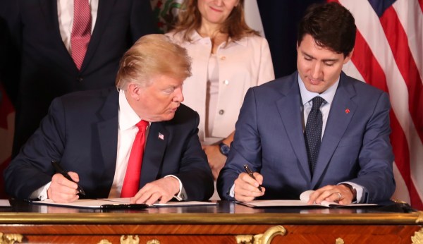 Trudeau needles Trump at trade deal signing by spurning USMCA name