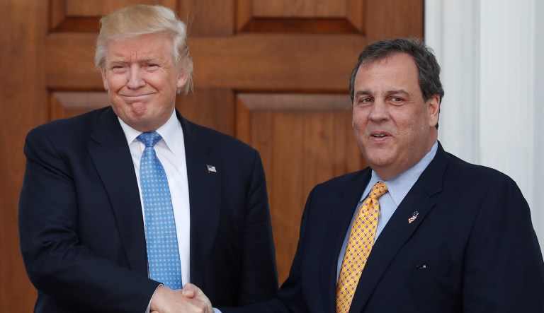 President-elect Donald Trump and New Jersey Gov. Chris Christie at the Trump National Golf Club Bedminster clubhouse, Sunday, Nov. 20, 2016, in Bedminster, N.J.