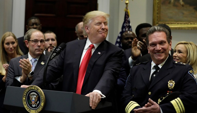 U.S. President Donald Trump smiles during a signing ceremony for H. R. 5682, First Step Act, in the Roosevelt Room of the White House in Washington, D.C., U.S., on Wednesday, Nov. 14, 2018. TrumpÂ endorsed proposed legislation that would change criminal sentencing rules and provide new assistance to some ex-cons, in a bid to build momentum for a bill that top Senate Republicans say is unlikely to pass this year.