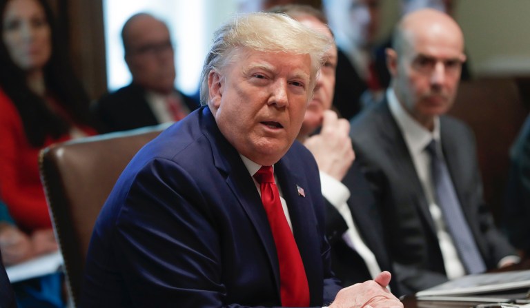 President Donald Trump speaking during a Cabinet meeting in the Cabinet Room of the White House, Monday, Oct. 21, 2019, in Washington. 