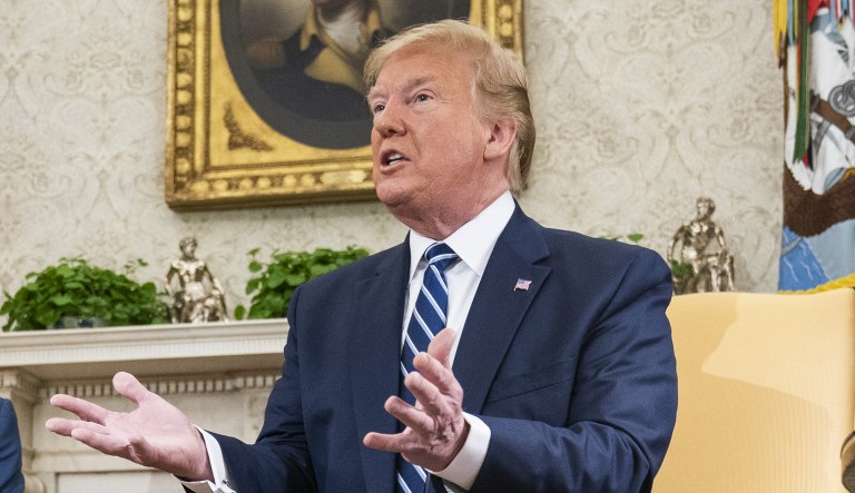 President Donald Trump in the Oval Office of the White House in Washington, D.C., U.S.