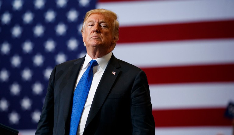 President Donald Trump pauses as he speaks during a campaign rally, Thursday, Sept. 20, 2018, in Las Vegas.