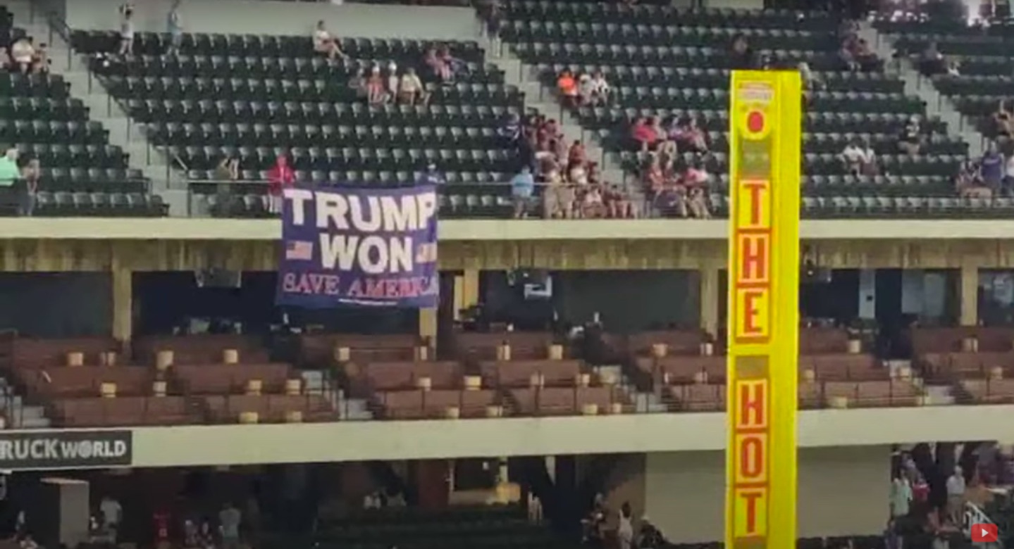 Security snatches ‘Trump won’ flag at Texas Rangers game: Video
