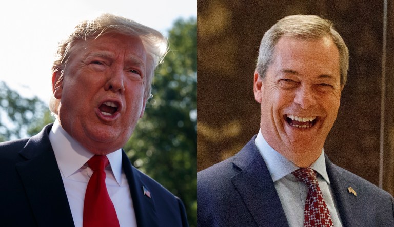 Donald Trump and Nigel Farage are shown.