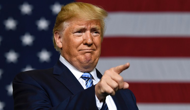 President Donald Trump speaks, Tuesday, Aug. 13, 2019, during a visit to Monaca, Pa., and tour Shellâs soon-to-be completed Pennsylvania Petrochemicals Complex. The facility, which critics claim will become the largest air polluter in western Pennsylvania, is being built in an area hungry for investment. 