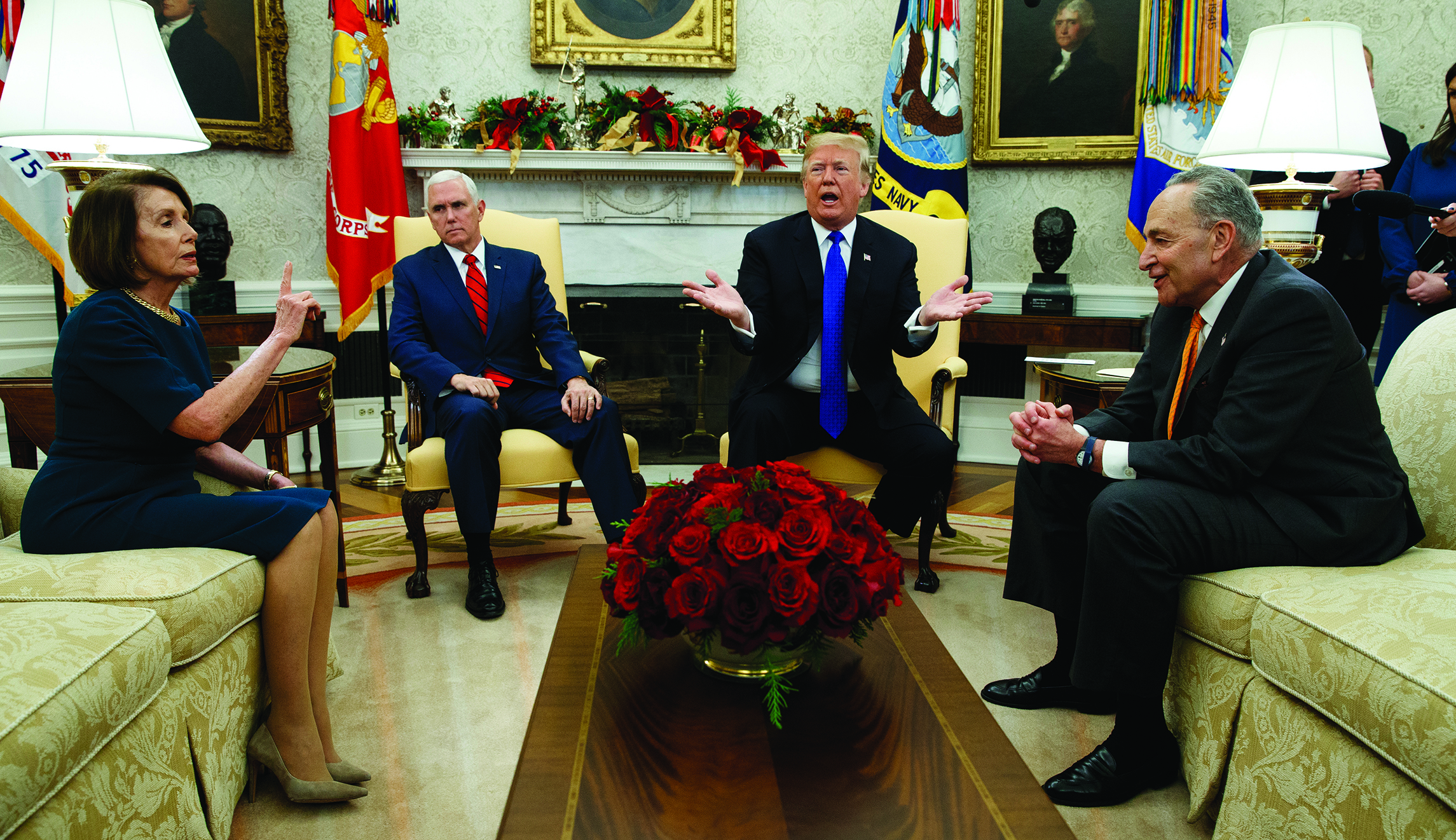 Donald Trump, Nancy Pelosi, Chuck Schumer, Mike Pence