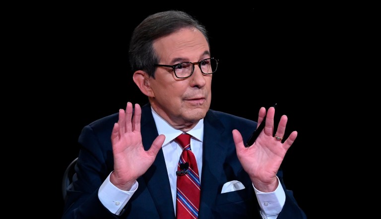 Moderator Chris Wallace of Fox News speaks as President Donald Trump and Democratic presidential candidate former Vice President Joe Biden participate in the first presidential debate Tuesday, Sept. 29, 2020, at Case Western University and Cleveland Clinic, in Cleveland.