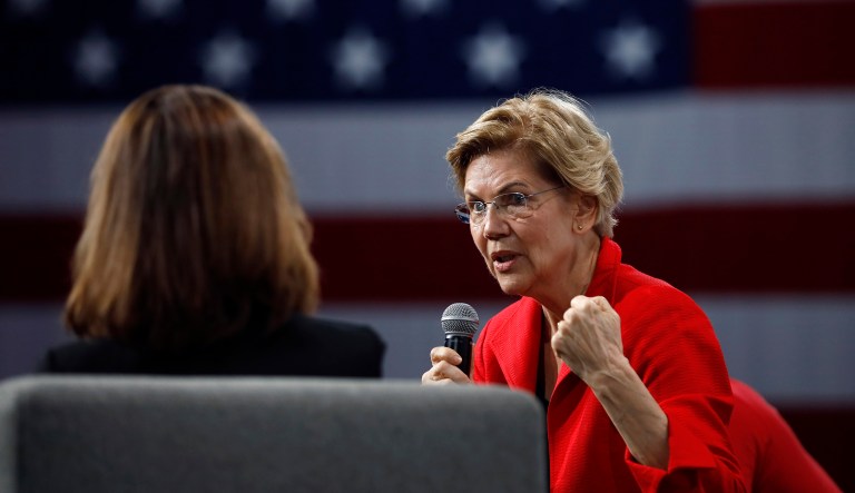 Democratic presidential candidate Sen. Elizabeth Warren speaks at the Presidential Gun Sense Forum, Saturday, Aug. 10, 2019, in Des Moines, Iowa.