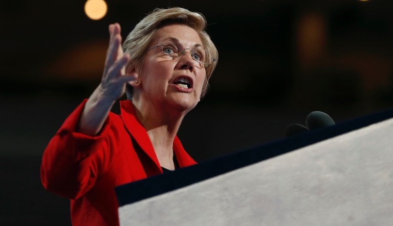 Sen. Elizabeth Warren, D-Mass., speaks during the first day of the Democratic National Convention in Philadelphia , Monday, July 25, 2016.