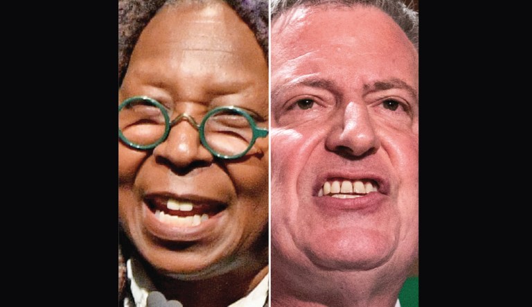 Bill de Blasio brings Trump and Whoopi Goldberg together