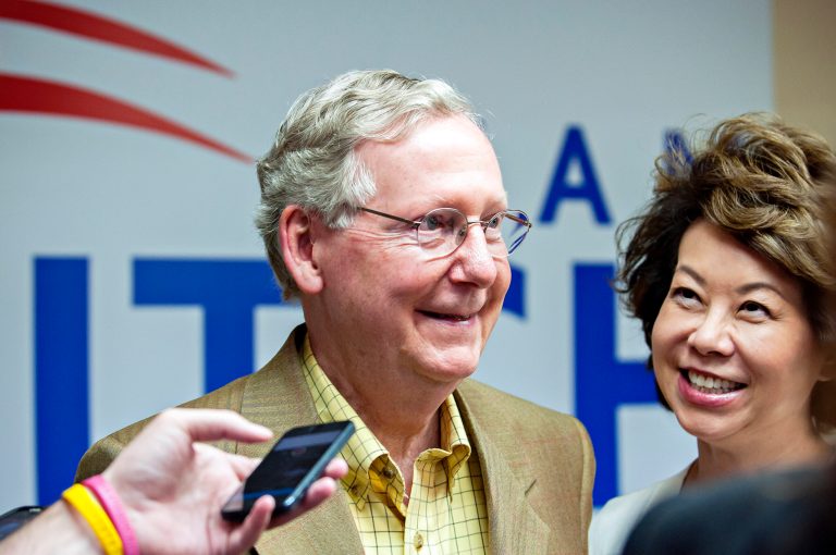 Sen. Mitch McConnell, R-Ky., easily bested Tea Party challenger Matt Bevin in Tuesday's primary. (AP Photo/Daily News, Miranda Pederson)ÃÂ 