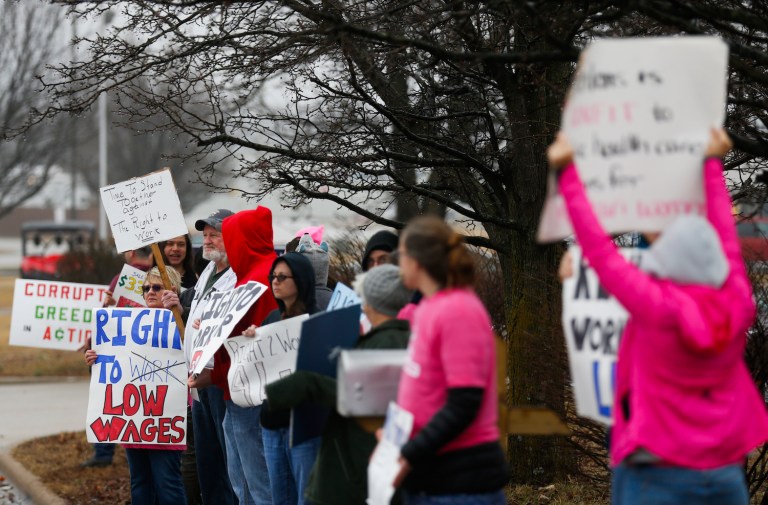 Right-to-work is the law in 28 states, governing labor relations for just over 51 percent of Americans. (Nathan Papes/The Springfield News-Leader via AP)