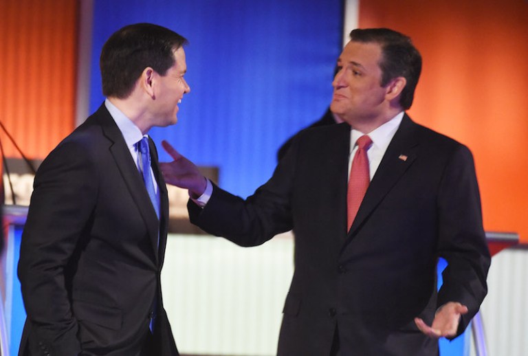 Rubio landed a slashing blow over Cruz's stance on everything from crop insurance to the military budget. (AP Photo/Rainier Ehrhardt)