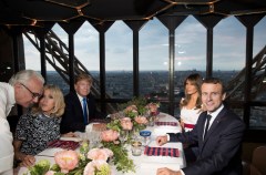 Trump, Macron dine at Eiffel Tower in display of warming relationship
