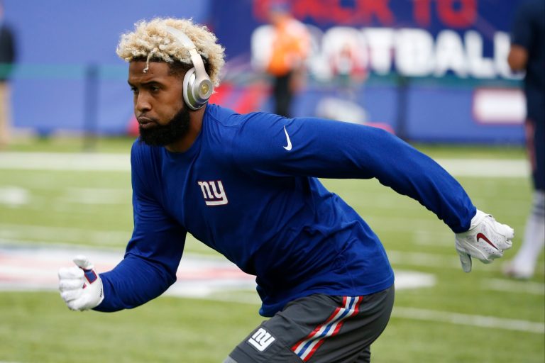 Here's a man, Odell Beckham, Jr., who had just been accused of sexually objectifying a stranger. And how did he respond? Simply, and gracefully. (AP Photo)