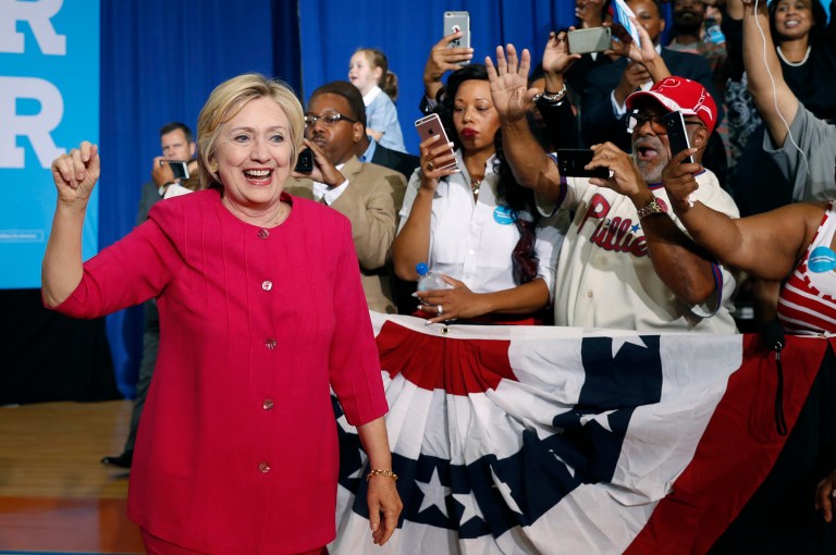 Forty-five percent of U.S. adults would select Hillary Clinton if the election were held today. (AP Photo/Carolyn Kaster)
