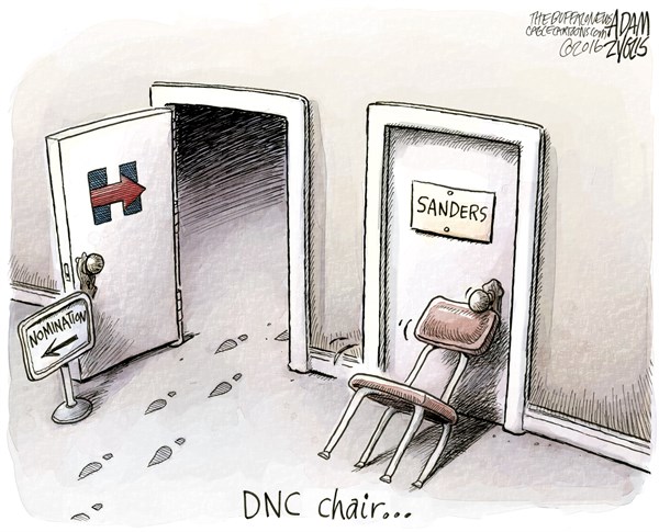 Editorial cartoon: DNC chair block