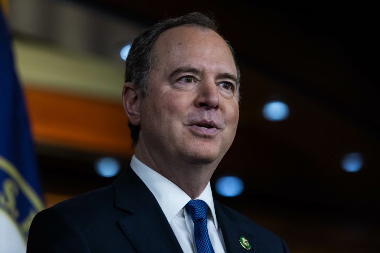 Rep. Eric Swalwell, D-Calif., Rep. Adam Schiff, D-Calif., and Rep. Ilhan Omar, D-Minn., speak during a news conference on Capitol Hill in Washington, Wednesday, Jan. 25, 2023.