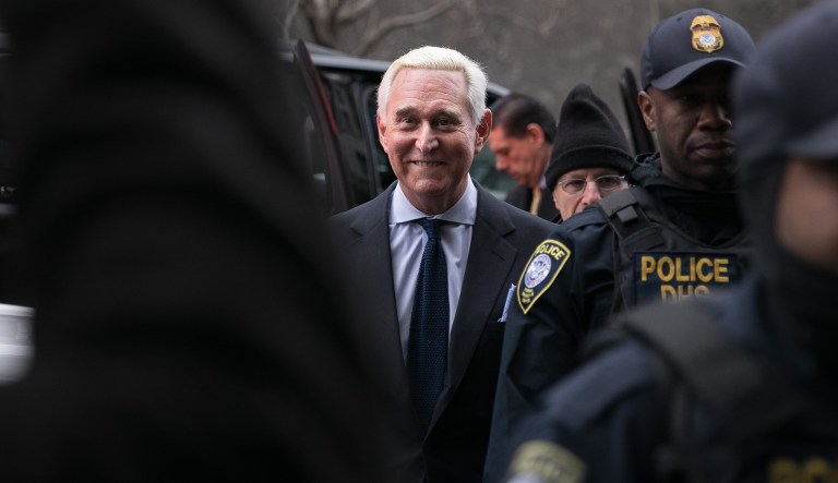 Donald Trump's friend and confidant Roger Stone arrives at Federal Court Tuesday, Jan. 29, 2019, in Washington D.C. Stone was arrested in the special counsel's Russia investigation and was charged with lying to Congress and obstructing the probe.