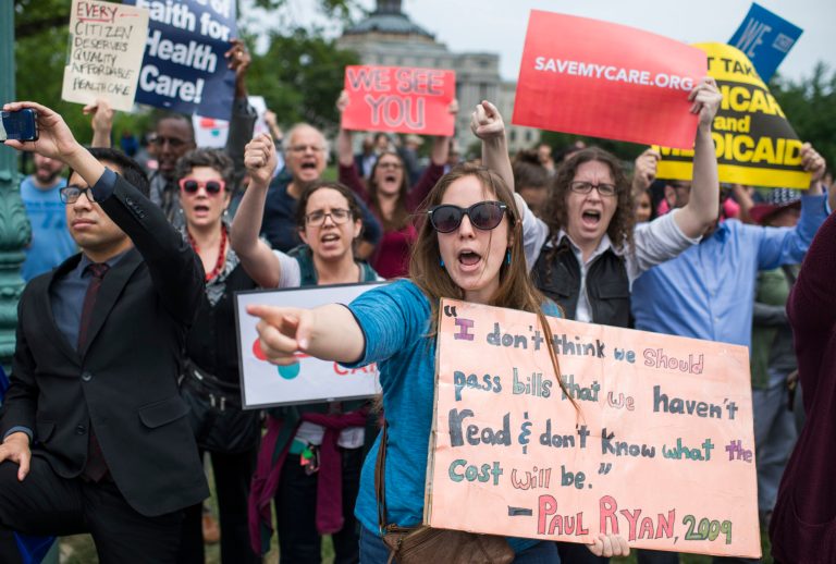 Protesters yell 