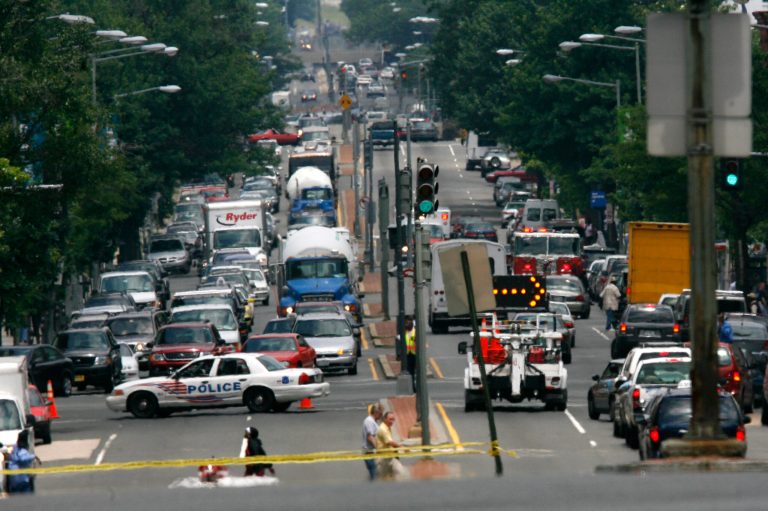Washington, D.C.,Â police shut down several blocks from K through M Streets, and asked commuters to avoid those blocks.Â (AP Photo/Jacquelyn Martin)