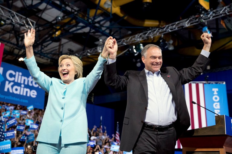 Hillary Clinton and her running mate Sen. Tim Kaine will hold a rally in Philadelphia the day after the Democratic convention ends before embarking on a tour of Pennsylvania and Ohio. (AP Photo/Andrew Harnik)